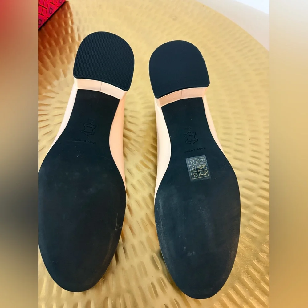 Tory Burch Pink Blush and Black Cap-Toe Ballet Flats